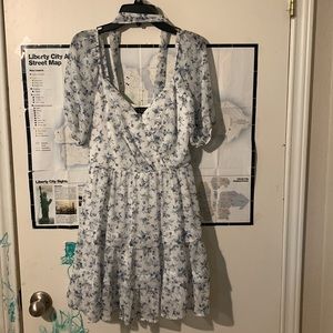 White Floral Flowy Dress